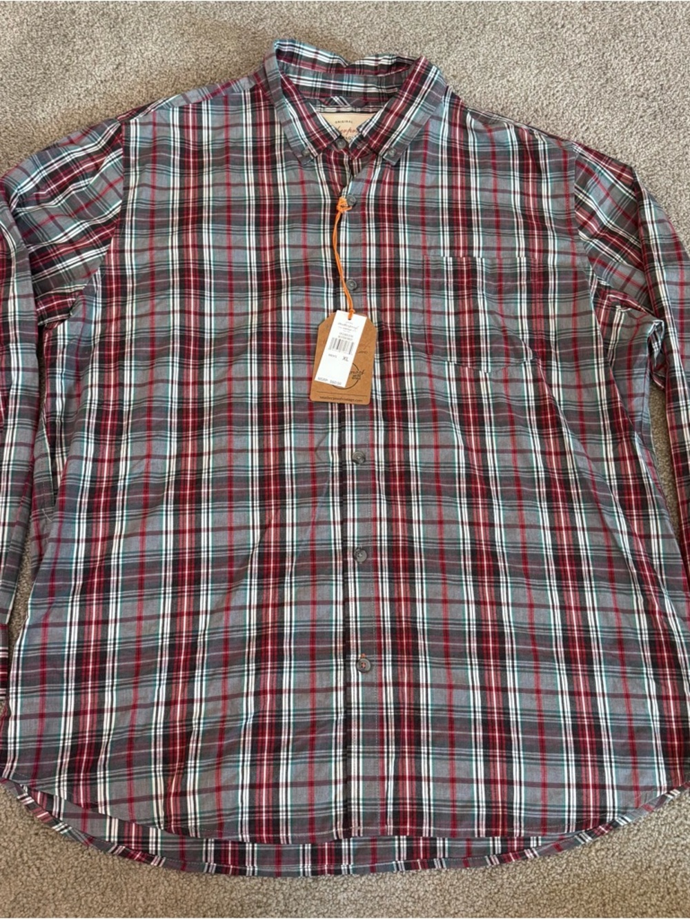 $60 Weatherproof Plaid Button Front Shirt Long Sleeve NWT Mens XL